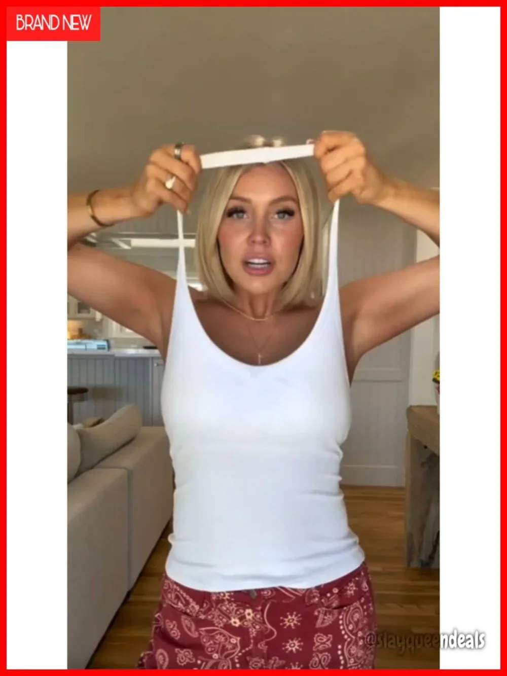Cotton Blend Ribbed Halter Tank Top with Built in Bra V Neck Cami